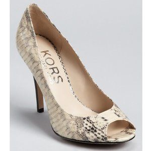 NIB Michael Kors snakeskin peep toe heels sandals